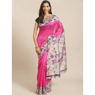                       Meia Pink Animal Print Saree                                              