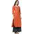 Sharda Creation Orange & Black  Colour Party Wear Foil Print  Kurtis With Plazzo