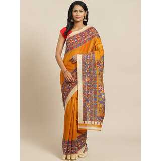                       Meia Yellow Animal Print Saree                                              