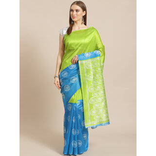                       Meia Blue And Green Mysore Silk Saree                                              
