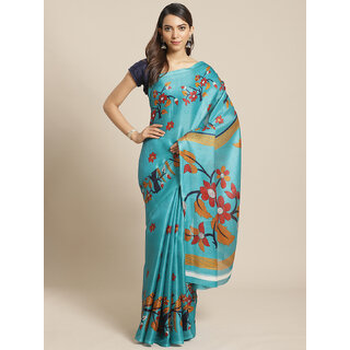                       Meia Blue Animal Print Saree                                              