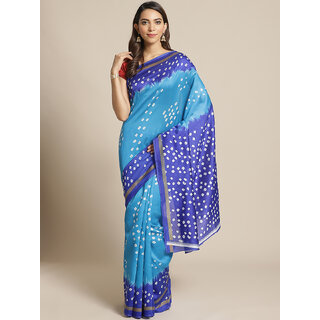                       Meia Rama And Blue Bandhej Print Saree                                              