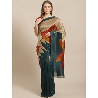                       Meia Green  Animal Print Saree                                              