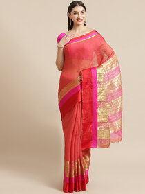 Meia Red And Pink Embellished Saree