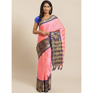                       Meia Pink And Blue Embellished Saree                                              