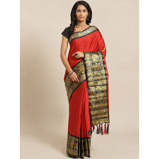 Meia Red And Black Embellished Saree