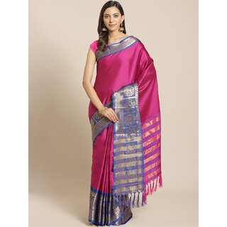 Meia Wine And Blue Embellished Saree