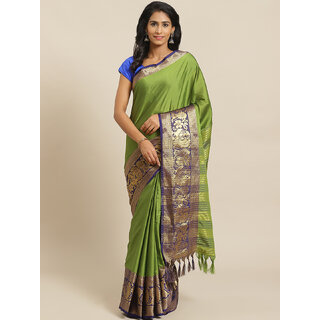                       Meia Green And Pink Embellished Saree                                              