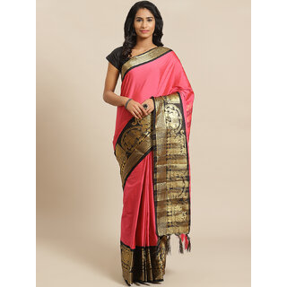                       Meia Pink And Black Embellished Saree                                              