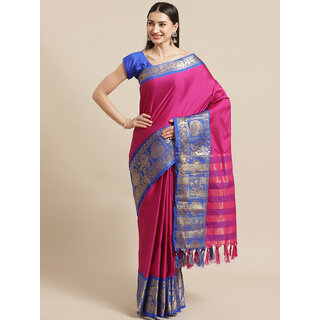 Meia Wine And Blue Embellished Saree