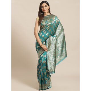 Meia Green And Gold Embellished Art Silk Saree