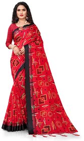 Womens Cotton Madhu Silk Handloom Satin Patta Saree Printed Dyed Fancy Sari