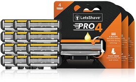 LetsShave Pro 4 Shaving Blades - Pack of 10 + 2 Razor Blades Free