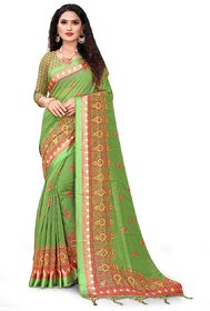 Womens cotton Madhu silk handloom satin patta saree printed dyed fancy sari with jahalar ikat sarees all new style desi