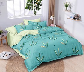 90100 SUPER SOFT COTTON PRINTED FLORAL DESIGN COTTON DOUBLE BED BED SHEET/BED COVER WITH TWO PILLOW COVER (1727 INCHES