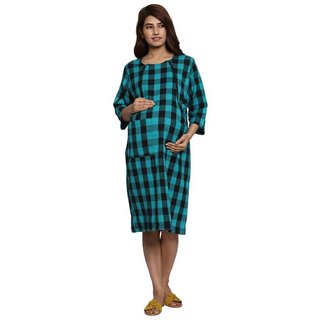                       Thrill Women's Woolen Multipurpose Maternity Dress 3/4 th Sleeve Green                                              