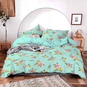 SUPER SOFT GLACE COTTON 90100 FLORAL DOUBLE BEDSHEETS WITH TWO PILLOW COVERS