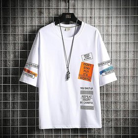 Stylogue Men's Black Digital Print Round Neck T-shirts