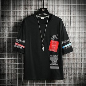 Stylogue Men Black Digital Print Round Neck T-shirts