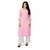 Dhumketu Light Pink Fashion Straight Poly Viscose Kurti