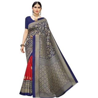                       Sharda Creation Red And Blue Colour Mysore Silk Saree                                              
