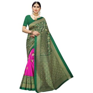                       Sharda Creation Pink And Green Colour Mysore Silk Saree                                              