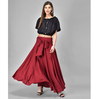Maroon skirt hotsell with black top