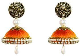 Mayank creations Silk Thread Earrings Orange