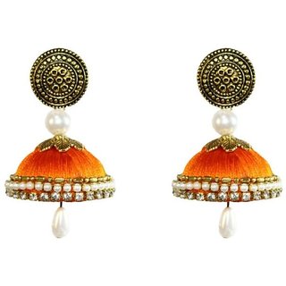                       Mayank creations Silk Thread Earrings Orange                                              