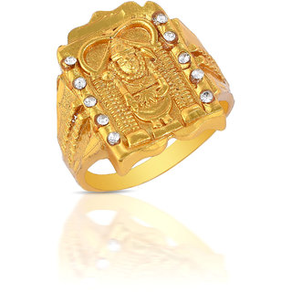                       MissMister Brass Micron Goldplated Balaji BajrangBali Hanuman Fingerring temple jewellery Hindu (MM5724ORMI)                                              
