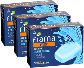 Fiama Men Gel Bar Refreshing Pulse 125gm Pack Of 3