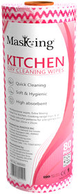 Masking Non-woven Reusable  Washable Multipurpose Kitchen Dry Cleaning Wipes- 23cm x 21cm x 80 Pulls (Pink)