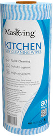 Masking Non-woven Reusable  Washable Multipurpose Kitchen Dry Cleaning Wipes - 23 x 21 cm x 80 Pulls (Blue).