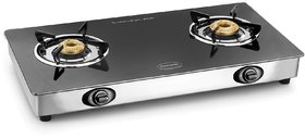 Padmini 2 Burner Glass Cooktop CS 2GT Black Manual Ignition