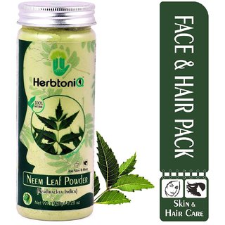 HerbtoniQ 100 Natural Neem Leaf Powder For Face Pack And Hair Pack (Azadirachta indica) (Pack Of 1 (150g))