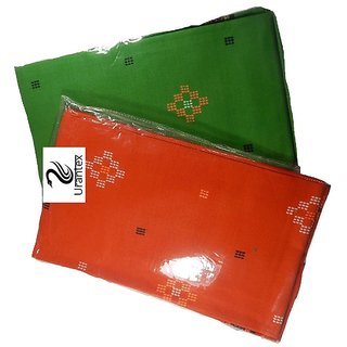                       Urantex  Cotton Towel Gamcha (Red and Green)                                              