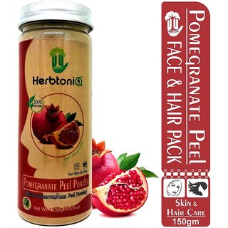 HerbtoniQ 100 Natural Organic Pomegranate Peel Powder (Punica granatum/Anar Peel Powder) 150g For Face Pack, Hair Pack
