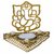 ARHAM Golden Metal Decorative Shadow Divine Lord Ganesha Ganpatiji and Laxmi Ji Tealight Candle Holder