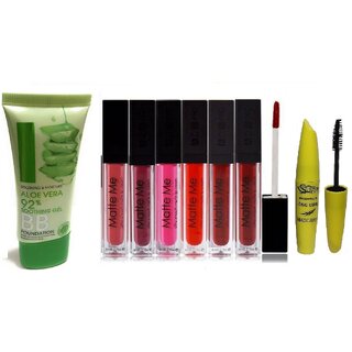                       Swipa Makeup kit girls  women-Matte Lipsticks Set of 6, Aloe vera fondation, mascara (SDL210070)                                              