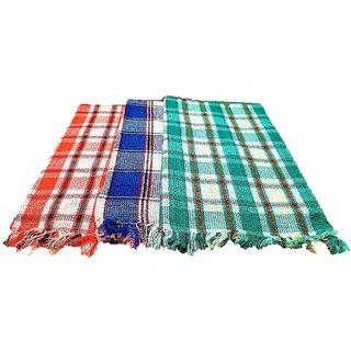 ZDECOR Chekered Cotton 27x54 Inch, Pack of 3 bath towel