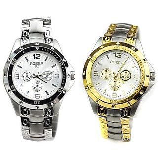Holi special Offer combo Rosara watches for Men (Golden +silver ) by miss