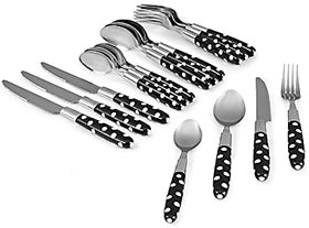 Black Stainless Steel Cutlery Sets Pack of 24 (Assorted Color)