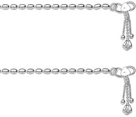 Dazzle Pearl Chain Silver Anklets-ANK054