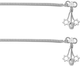 Lovely Plain Chain Silver Anklets-ANK058
