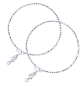 Rope Chain Silver Anklets-ANK067