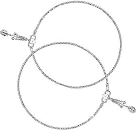 Interlinked Floral Charms Silver Anklets-ANK070
