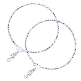 Rope Chain Silver Anklets-ANK067