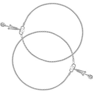                       Interlinked Floral Charms Silver Anklets-ANK070                                              