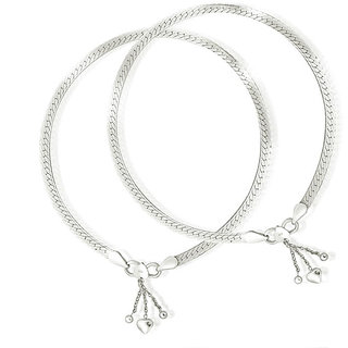                       Flat Cutwork Chain Silver Anklets-ANK072                                              