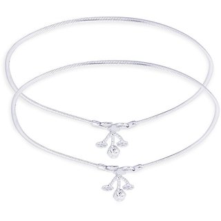Floral Charm Silver Anklets-ANK082